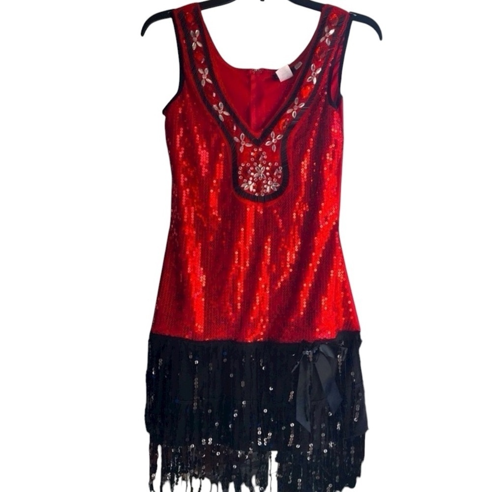 V neck sexy Gatsby party dress vintage sequin costume